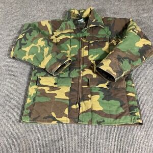 VTG SAFTBAK Jacket Mens Medium M‎ Green Woodland Camo Zip Up Hunting Army 80s